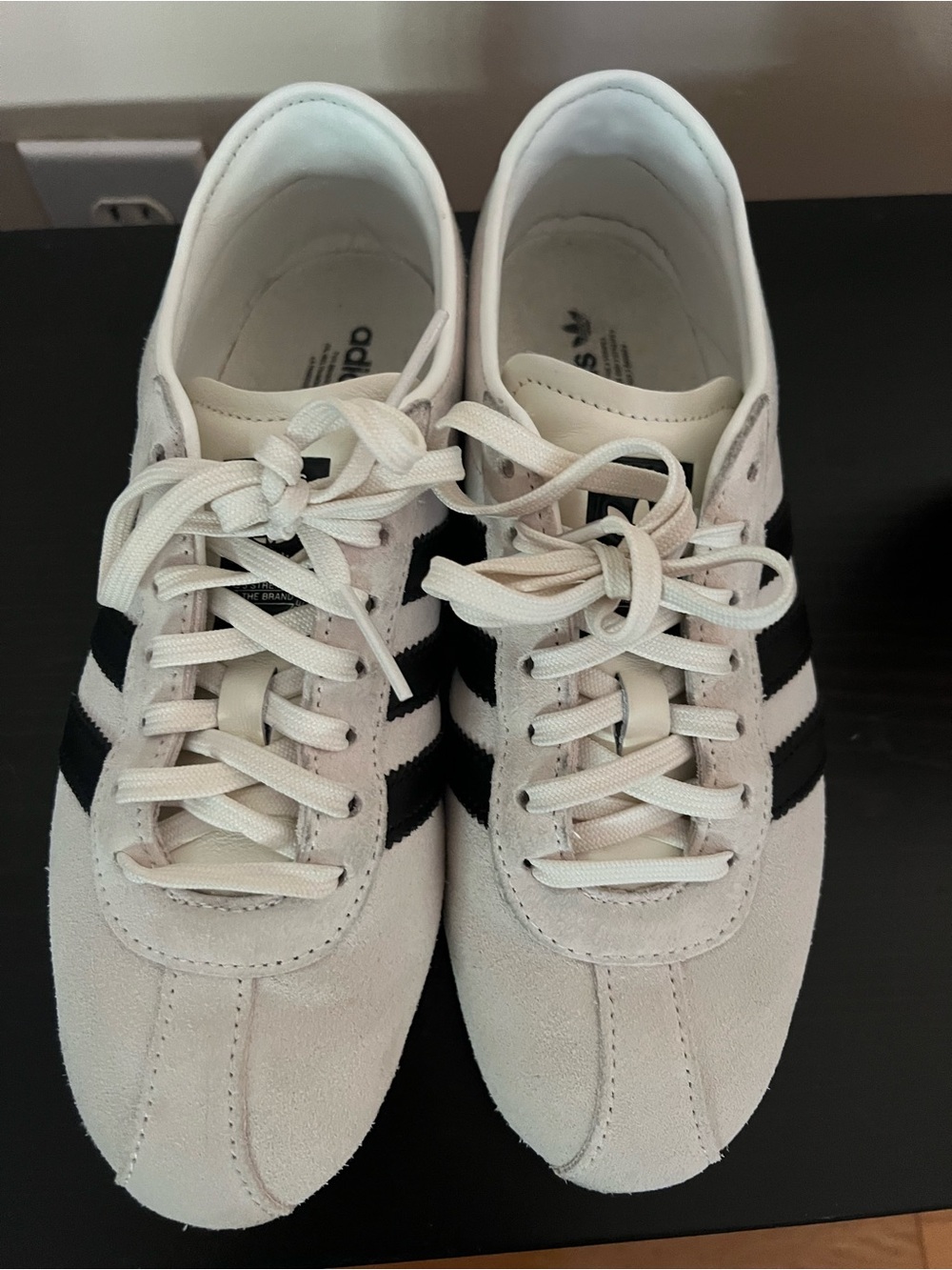 adidas Tokyo Cream Suede Sneakers with Black Stripes